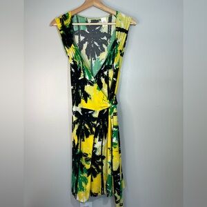 Norma Kamali Tropical Palm Print Stretchy Fitted Wrap Dress Women’s XS
